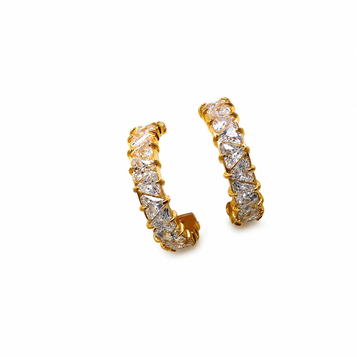 Radiant Gold-Plated 316 Stainless Steel Baguette Hoop Earrings