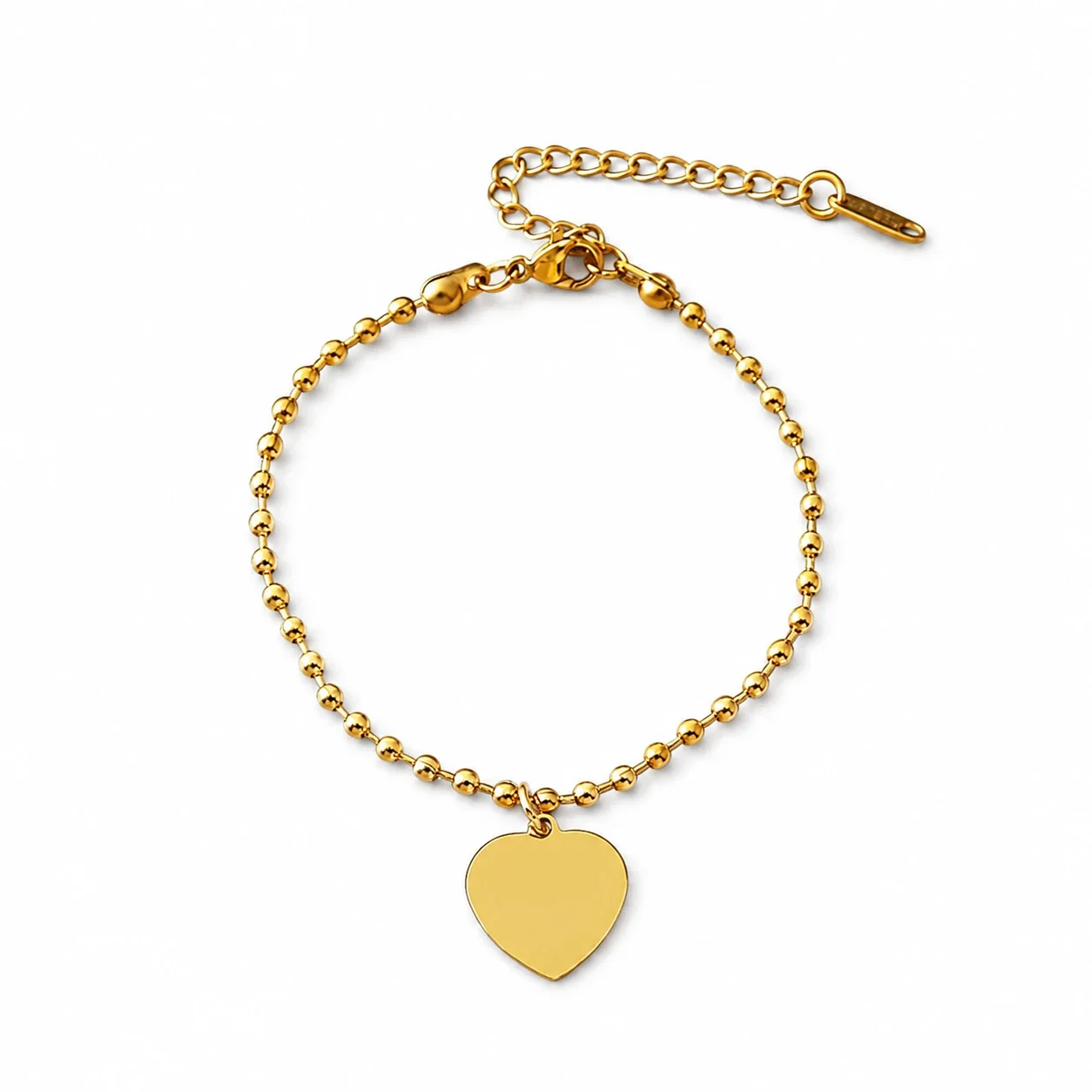 Bracelet with Blank Heart and Ball Chain