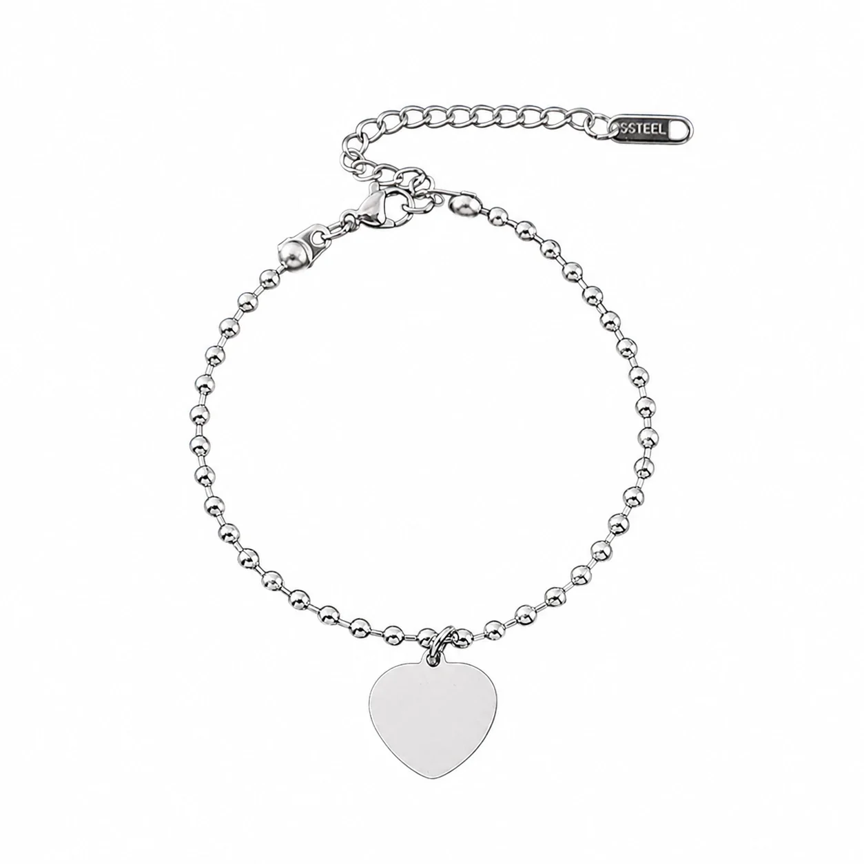 Bracelet with Blank Heart and Ball Chain