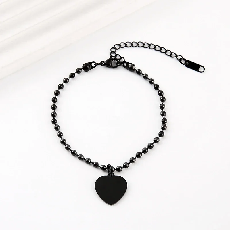 Bracelet with Blank Heart and Ball Chain