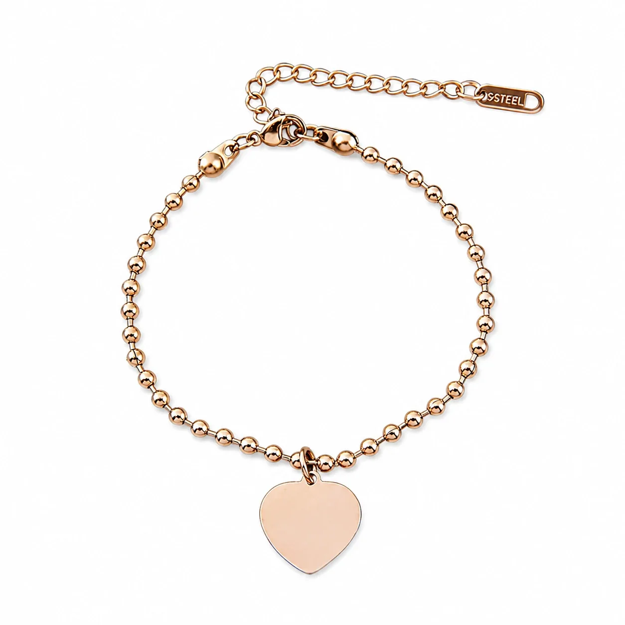 Bracelet with Blank Heart and Ball Chain