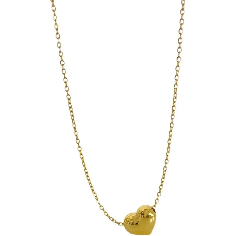 Polished 18K Gold-Plated Puffy Heart Cable Chain Necklace