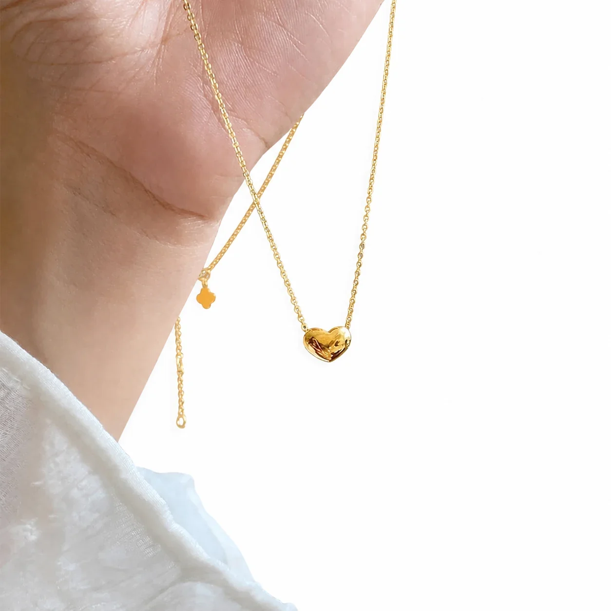Polished 18K Gold-Plated Puffy Heart Cable Chain Necklace