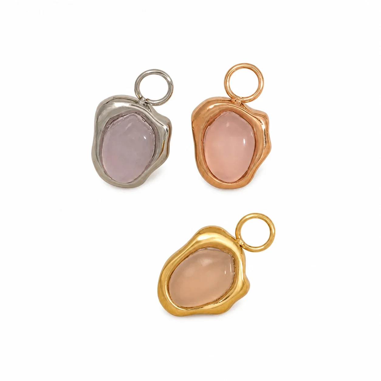 Organic 316 Stainless Steel Pink Cabochon Pendant