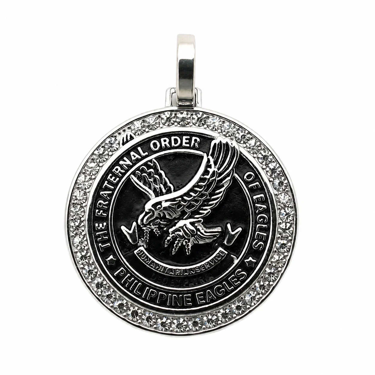 Eagle Medallion 316 Stainless Steel Pavé Border Pendant PVD