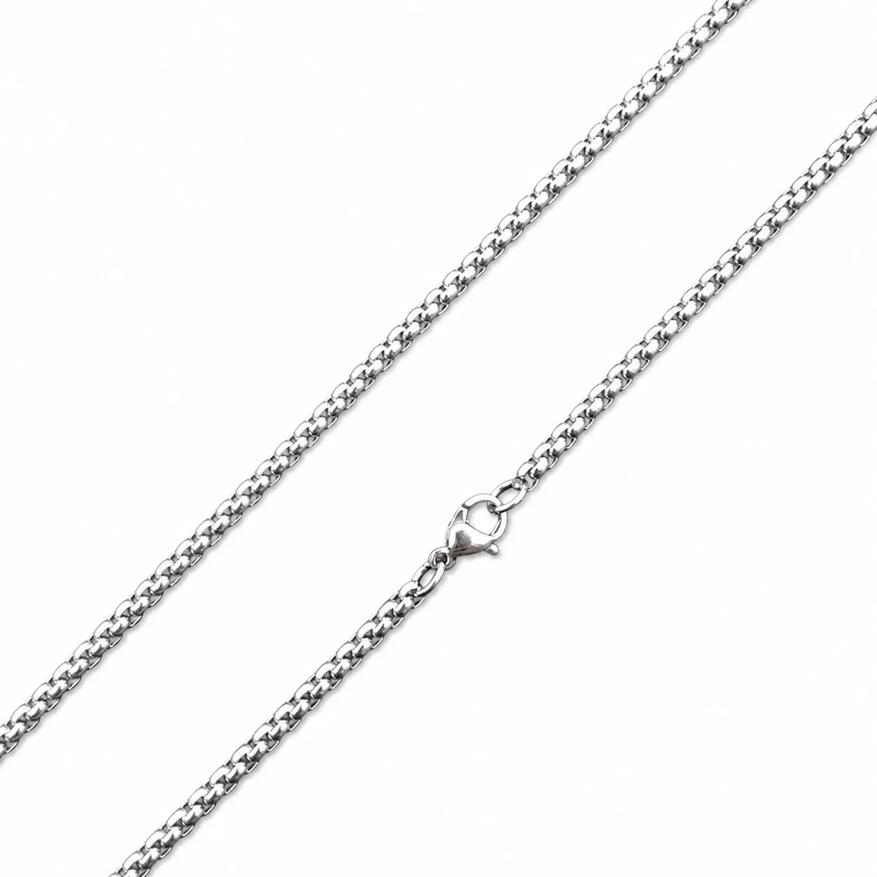 Eagle Medallion 316 Stainless Steel Pavé Border Pendant - Silver with Square Pearl 60 cm