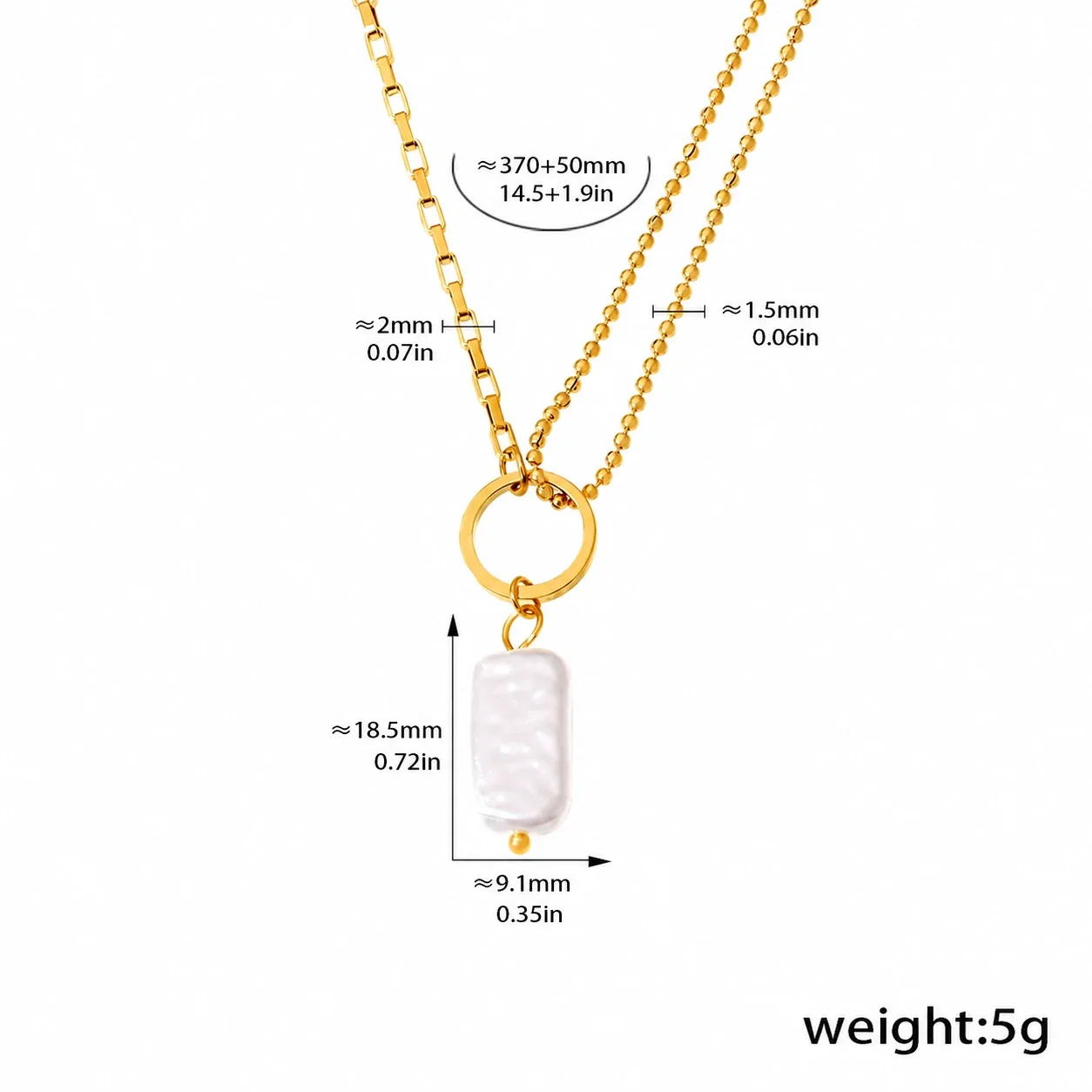 Necklace with Baroque Pearl-Effect Drop, Gold-Plated Steel - Gold