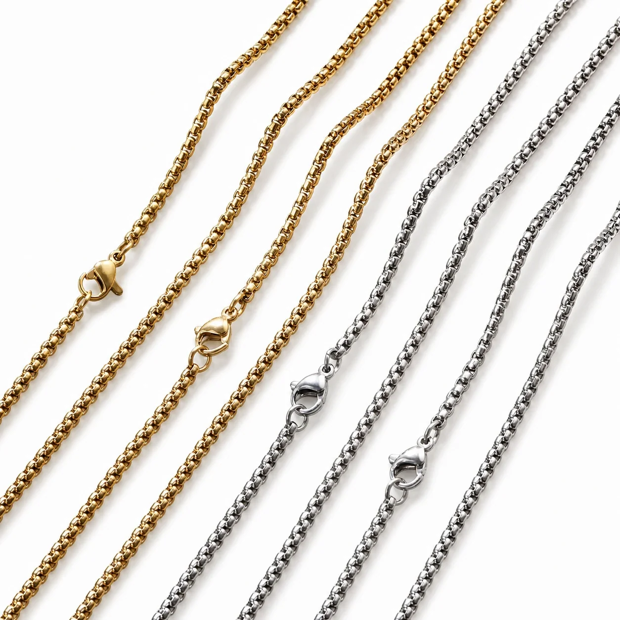 Polished 316 Stainless Steel Box Chain Necklace