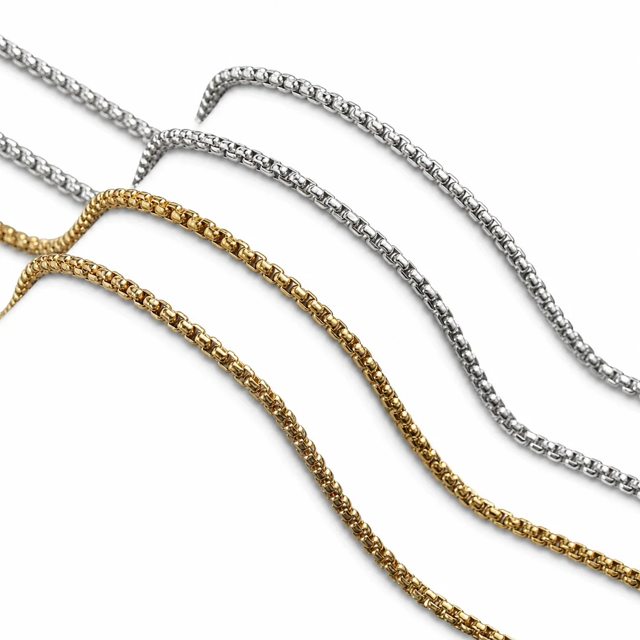 Polished 316 Stainless Steel Box Chain Necklace