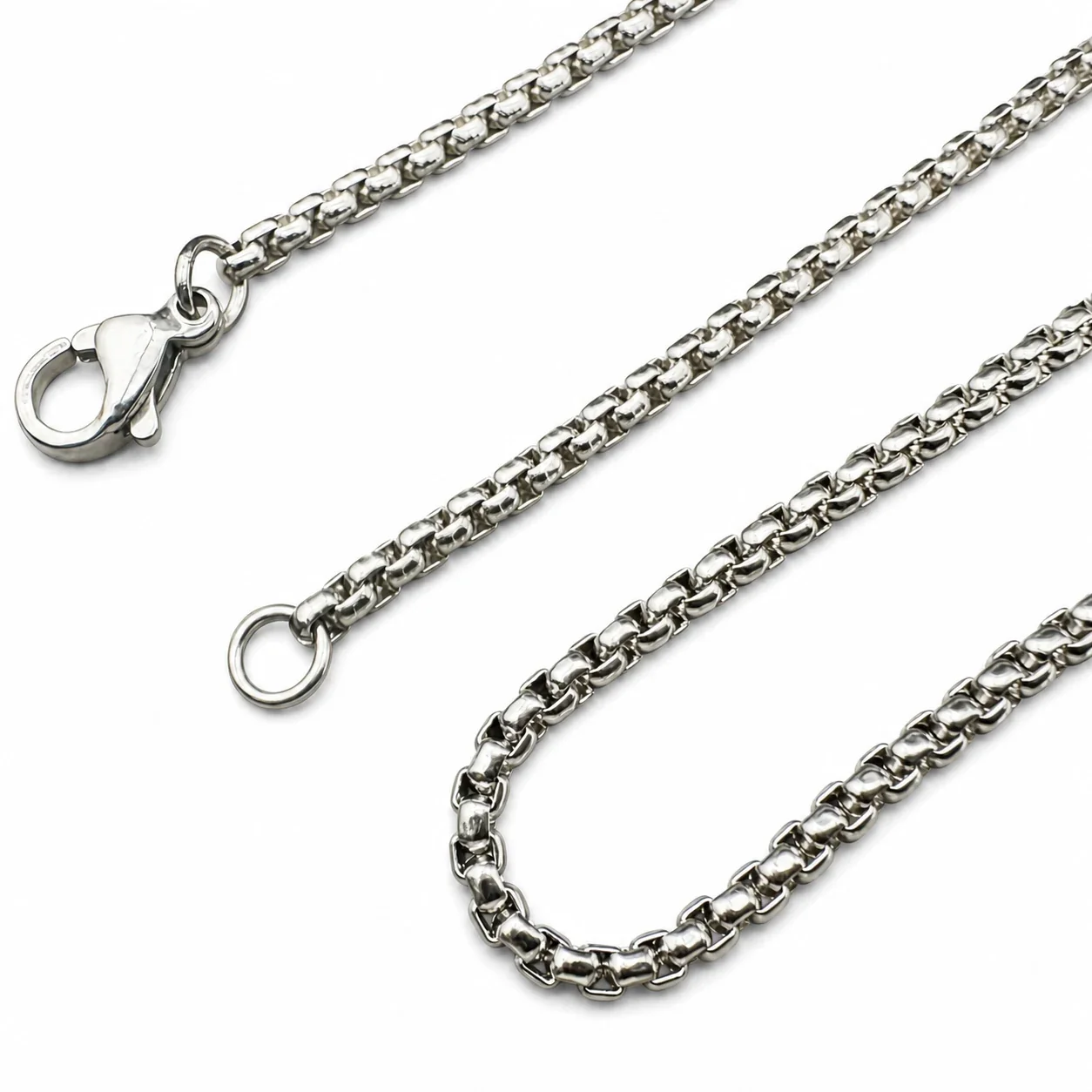 Polished 316 Stainless Steel Box Chain Necklace