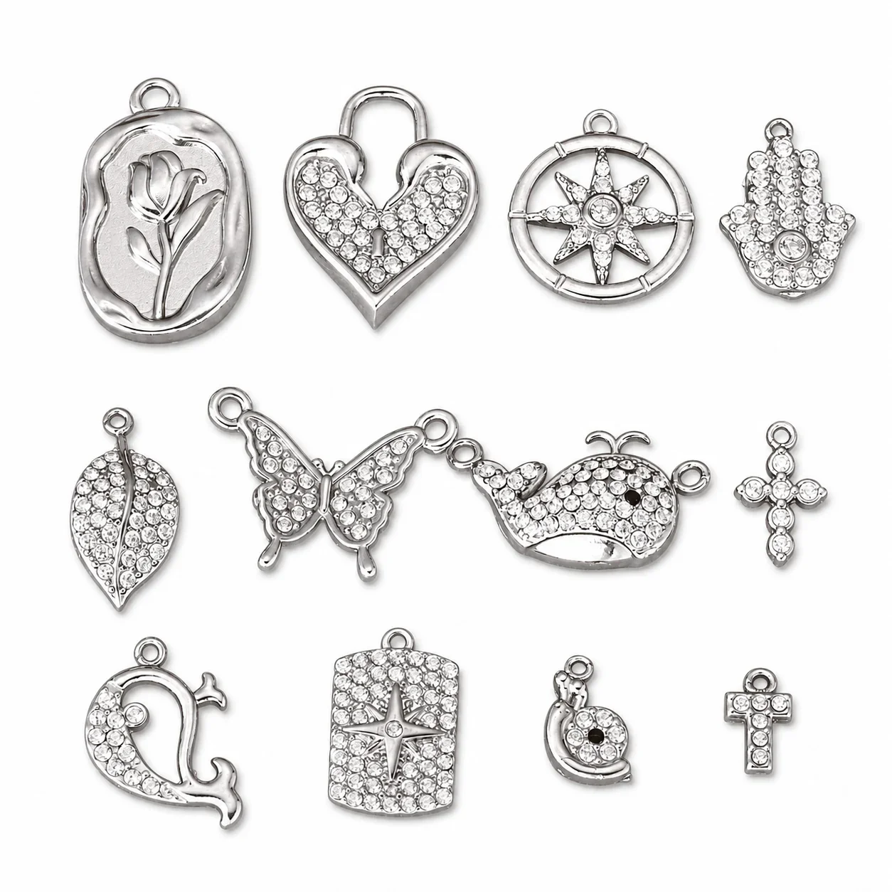 Gold PVD 316 Stainless CZ Motif Pendant Charms
