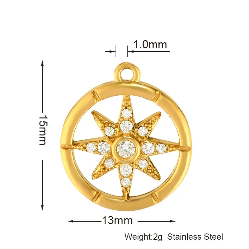 Gold PVD 316 Stainless CZ Motif Pendant Charms