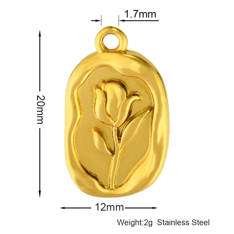 Gold PVD 316 Stainless CZ Motif Pendant Charms - Rose Gold