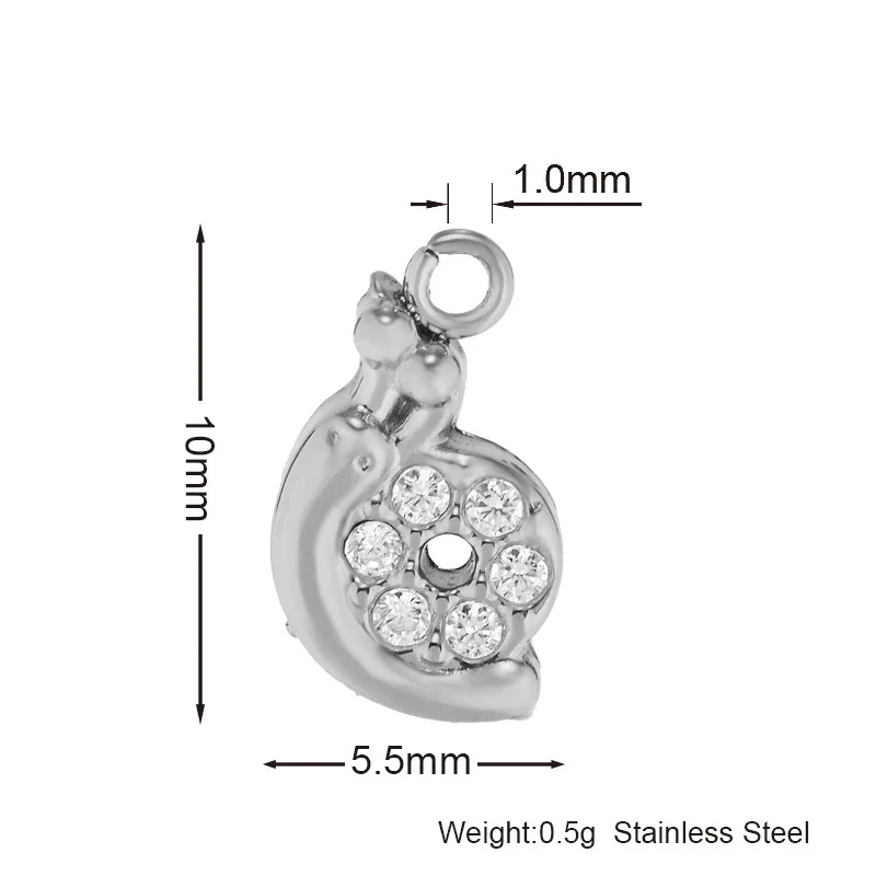 Gold PVD 316 Stainless CZ Motif Pendant Charms - Snail Gold
