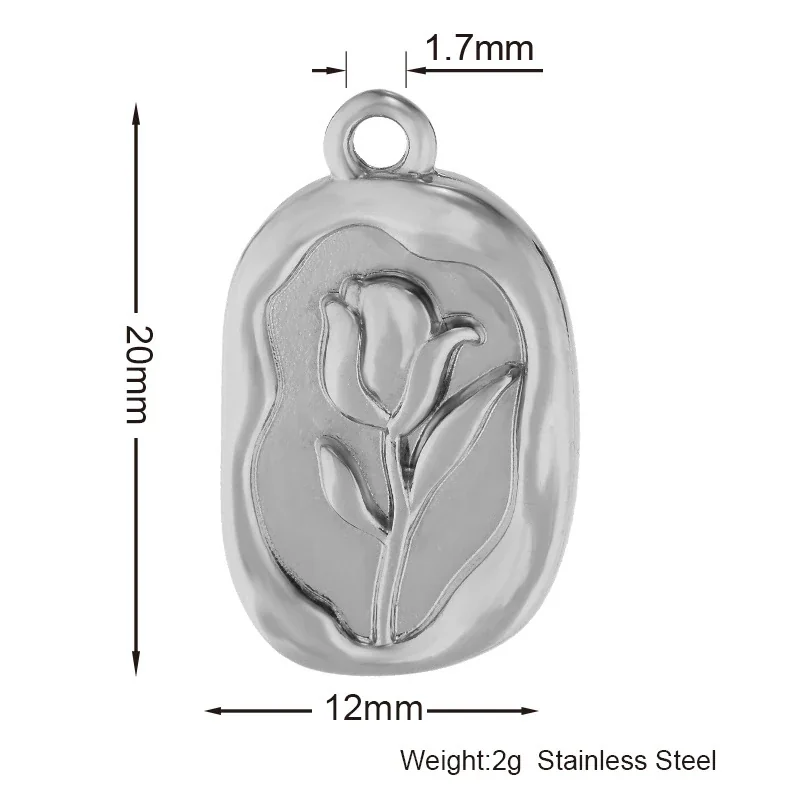 Gold PVD 316 Stainless CZ Motif Pendant Charms - Rose Silver