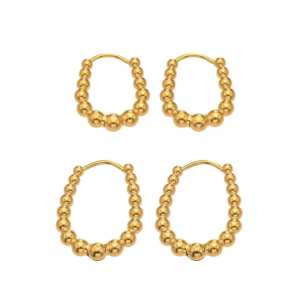 Polished 18K Gold-Plated 316L Bead Hoop Earrings