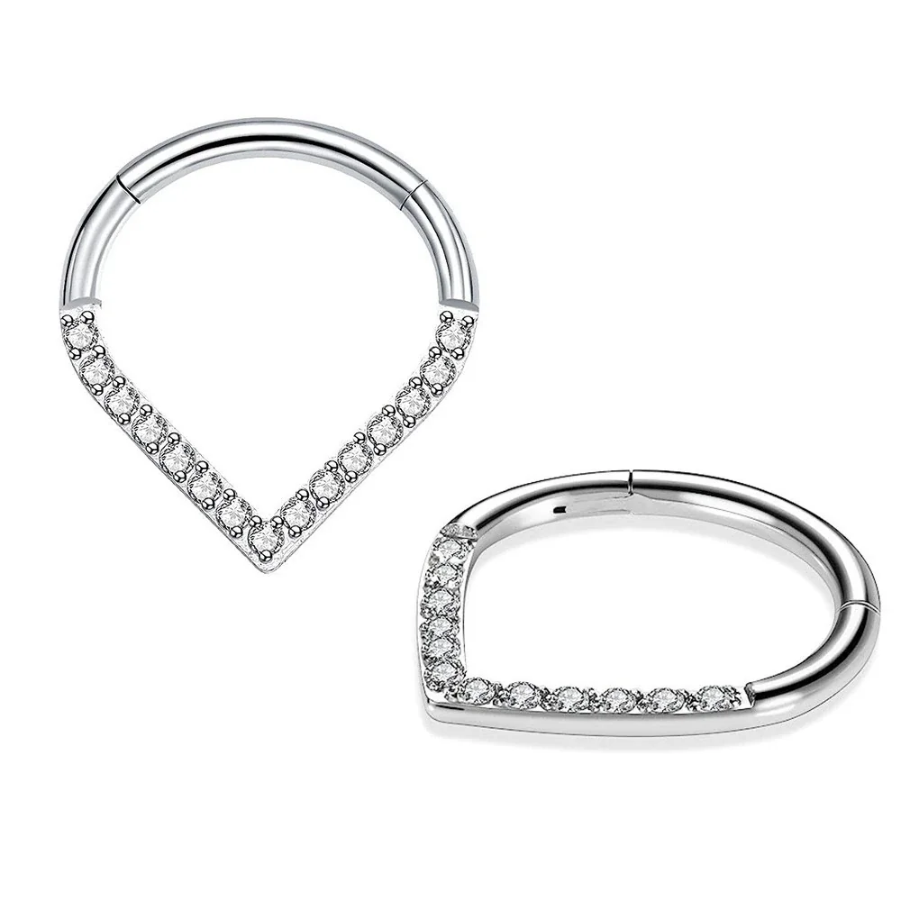 316 Stainless Steel Heart CZ Hoop Earrings