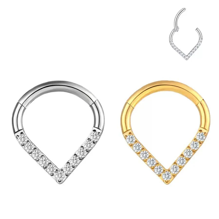 316 Stainless Steel Heart CZ Hoop Earrings
