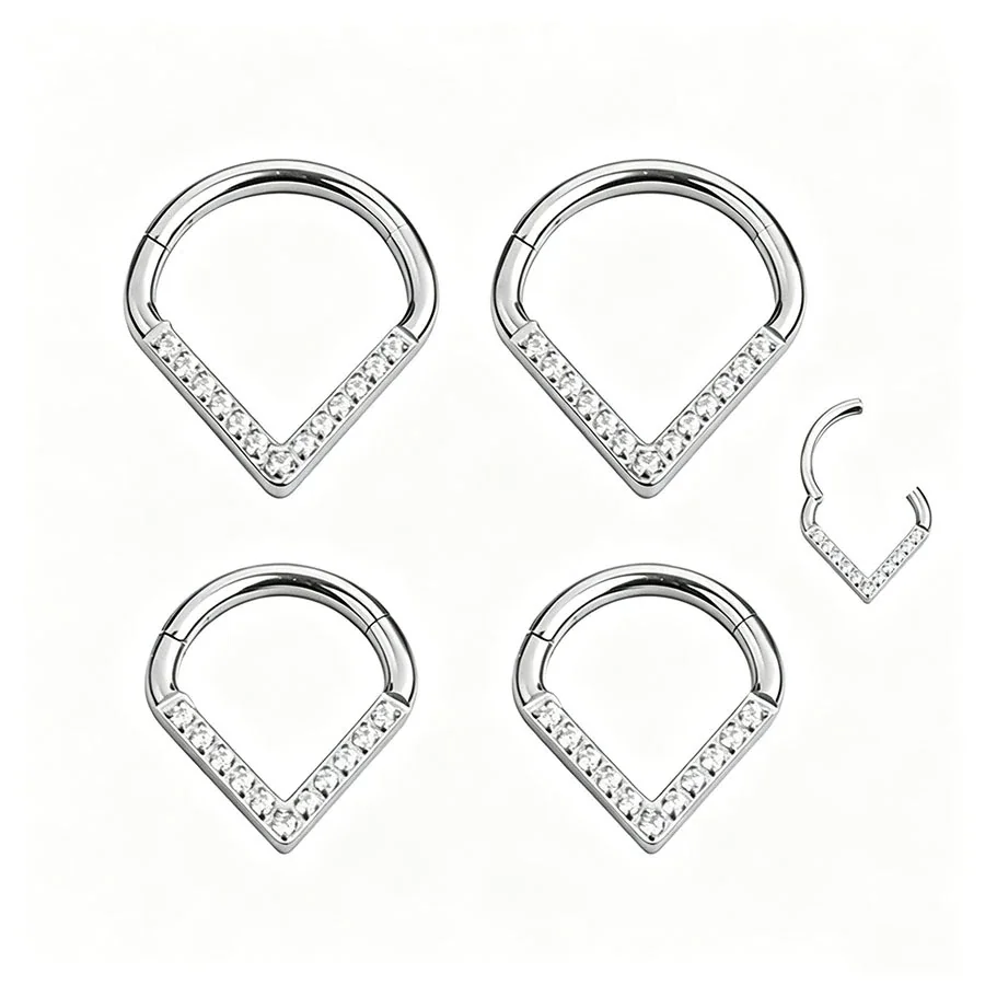 316 Stainless Steel Heart CZ Hoop Earrings
