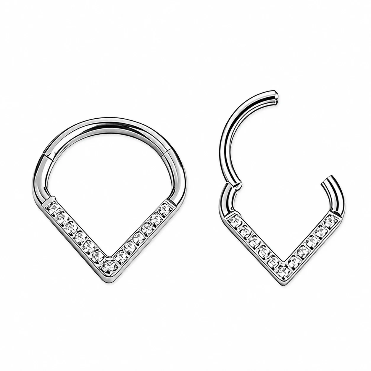 316 Stainless Steel Heart CZ Hoop Earrings