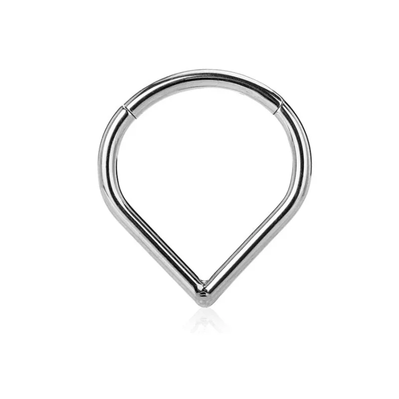316 Stainless Steel Heart CZ Hoop Earrings - Silver Plain