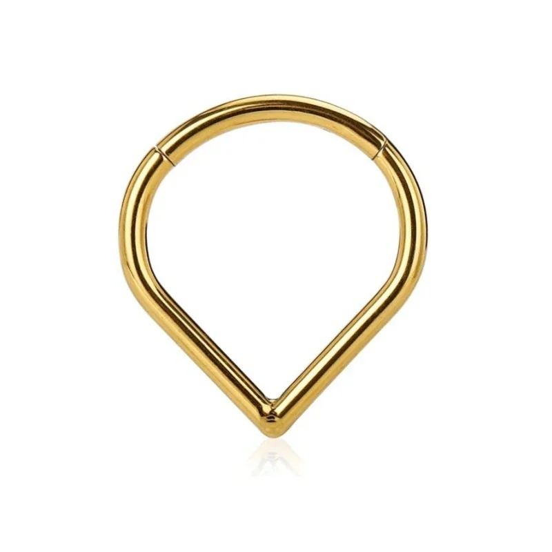 316 Stainless Steel Heart CZ Hoop Earrings - Gold Plain