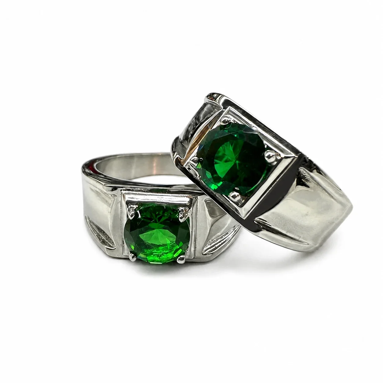 Bold 316 Stainless Steel Round Stone Signet Ring