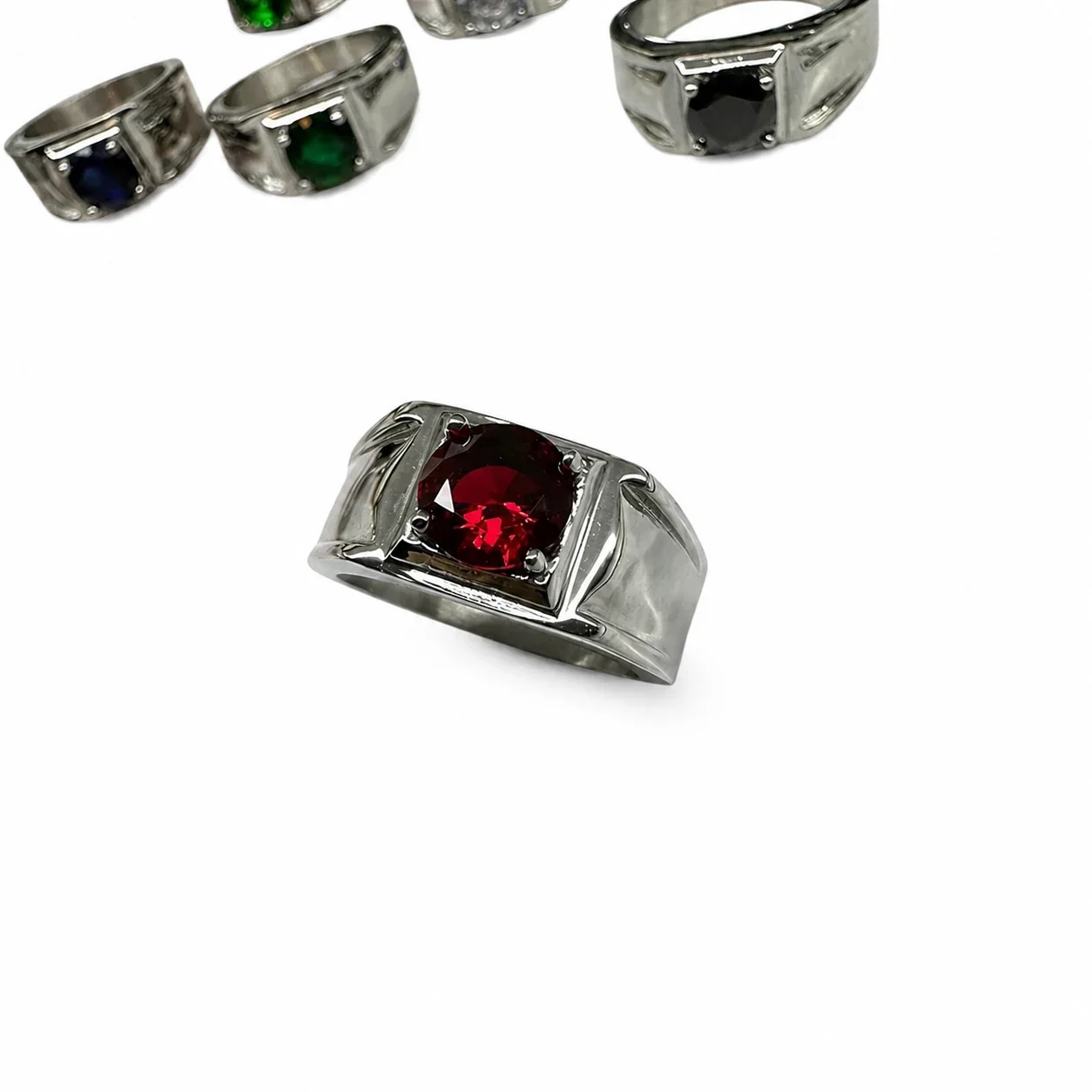 Bold 316 Stainless Steel Round Stone Signet Ring