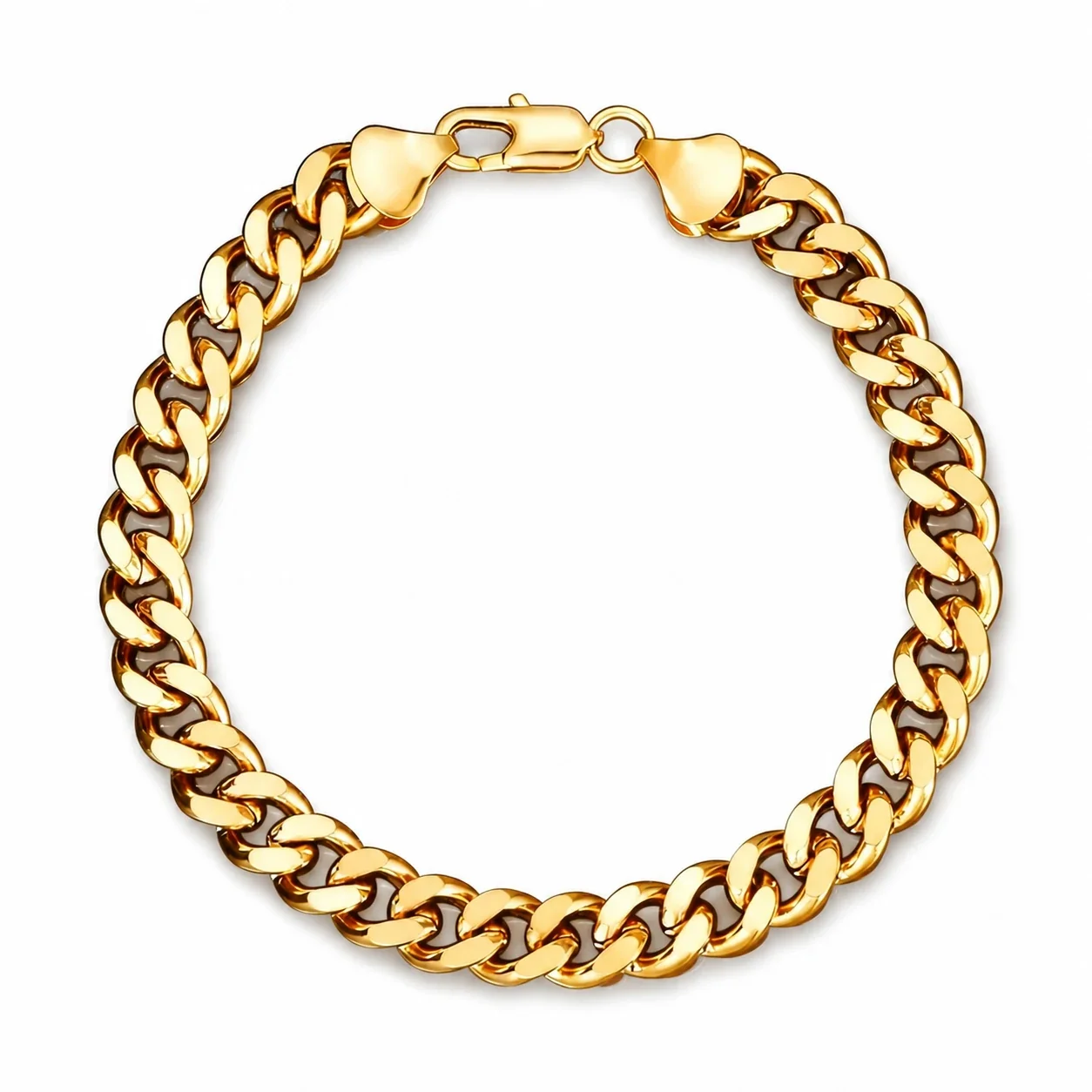 Pulseira Robusta de Aço Inoxidável com Elos Cuban Achatados