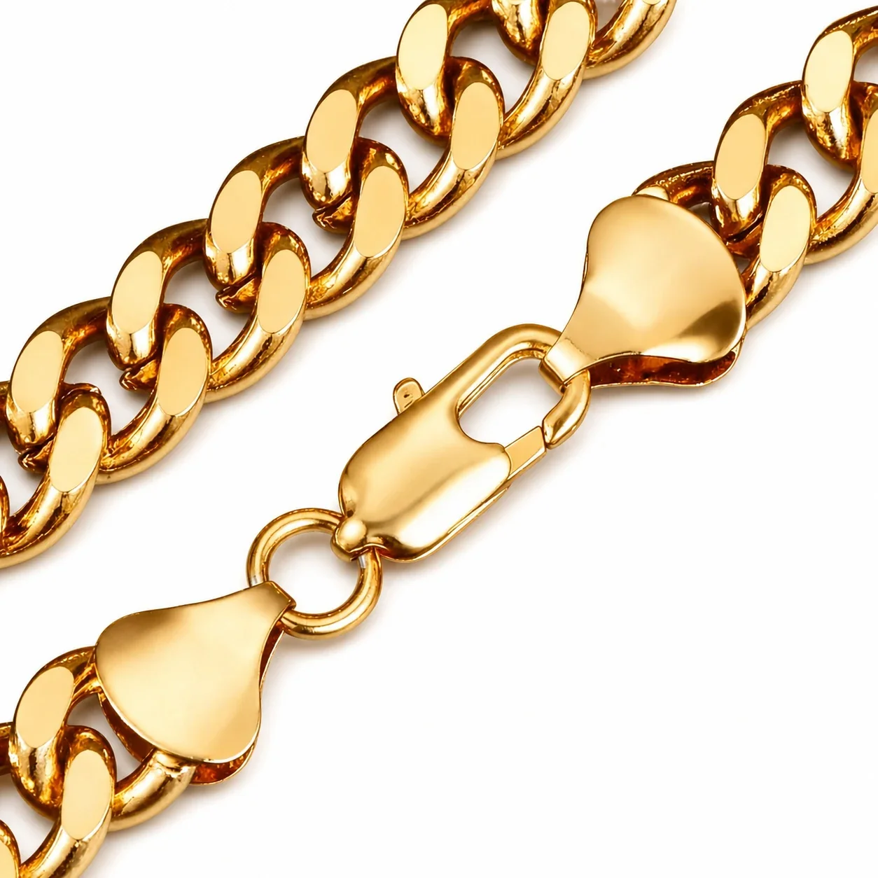 Bold Stainless Steel Flat Cuban Link Clasp Bracelet