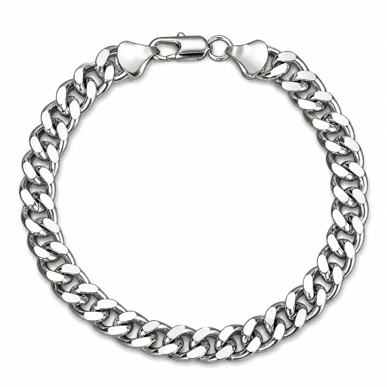 Bold Stainless Steel Flat Cuban Link Clasp Bracelet