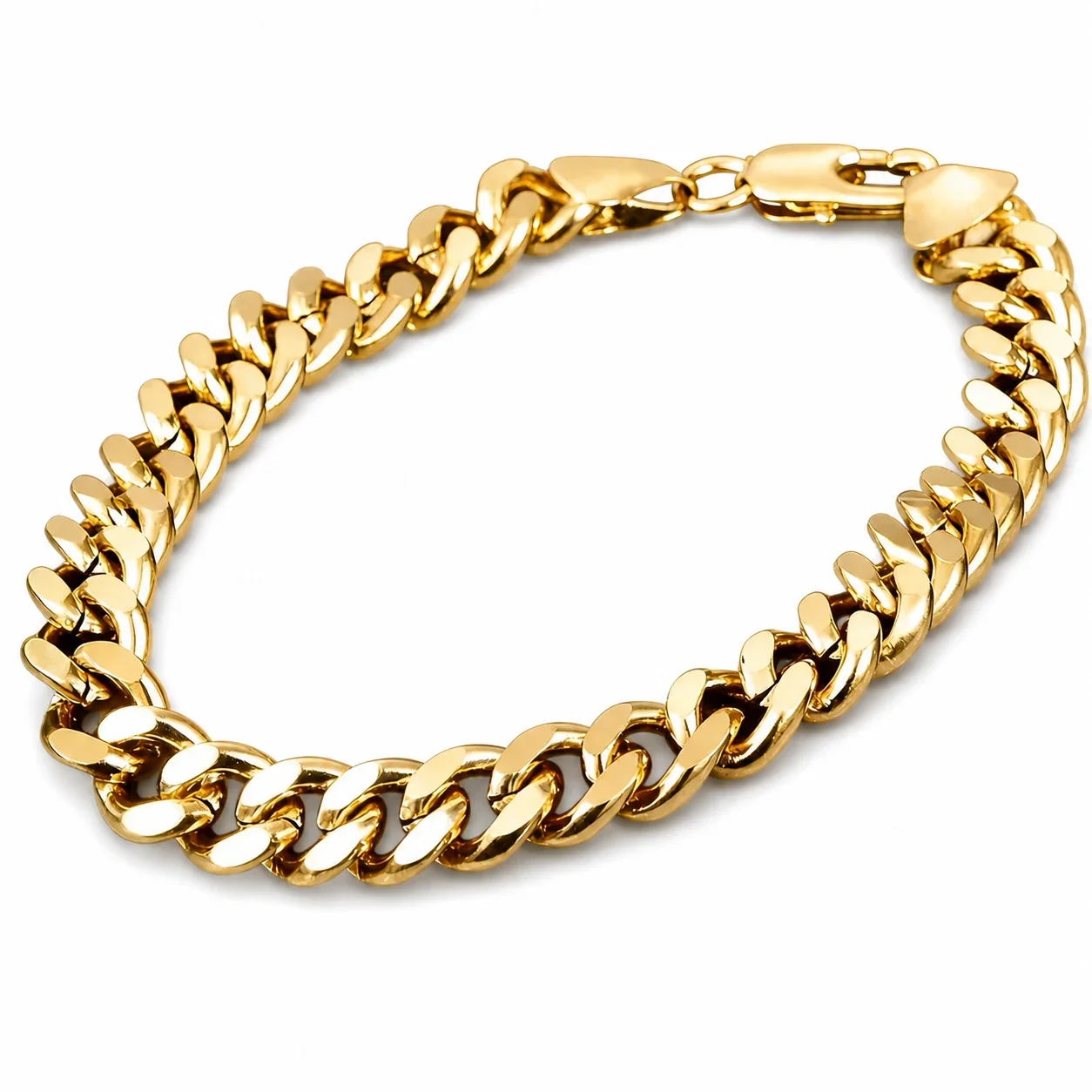 Bold Stainless Steel Flat Cuban Link Clasp Bracelet