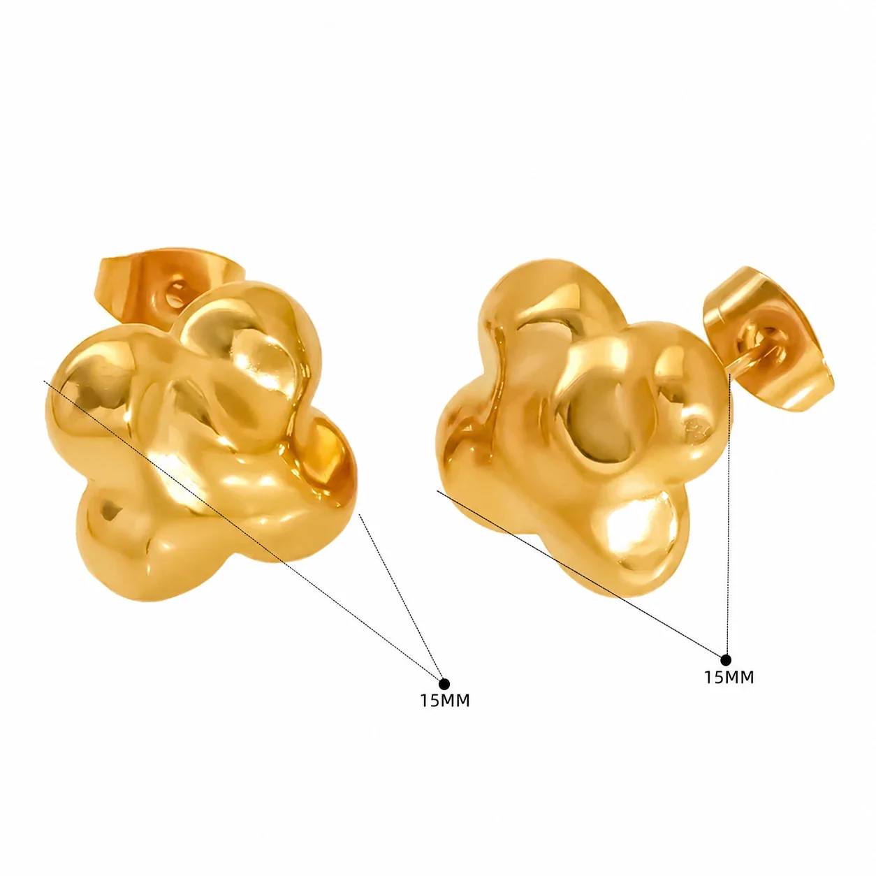 Sculptural 18K Gold-Plated Hammered Butterfly Stud Earrings - Gold Cushion