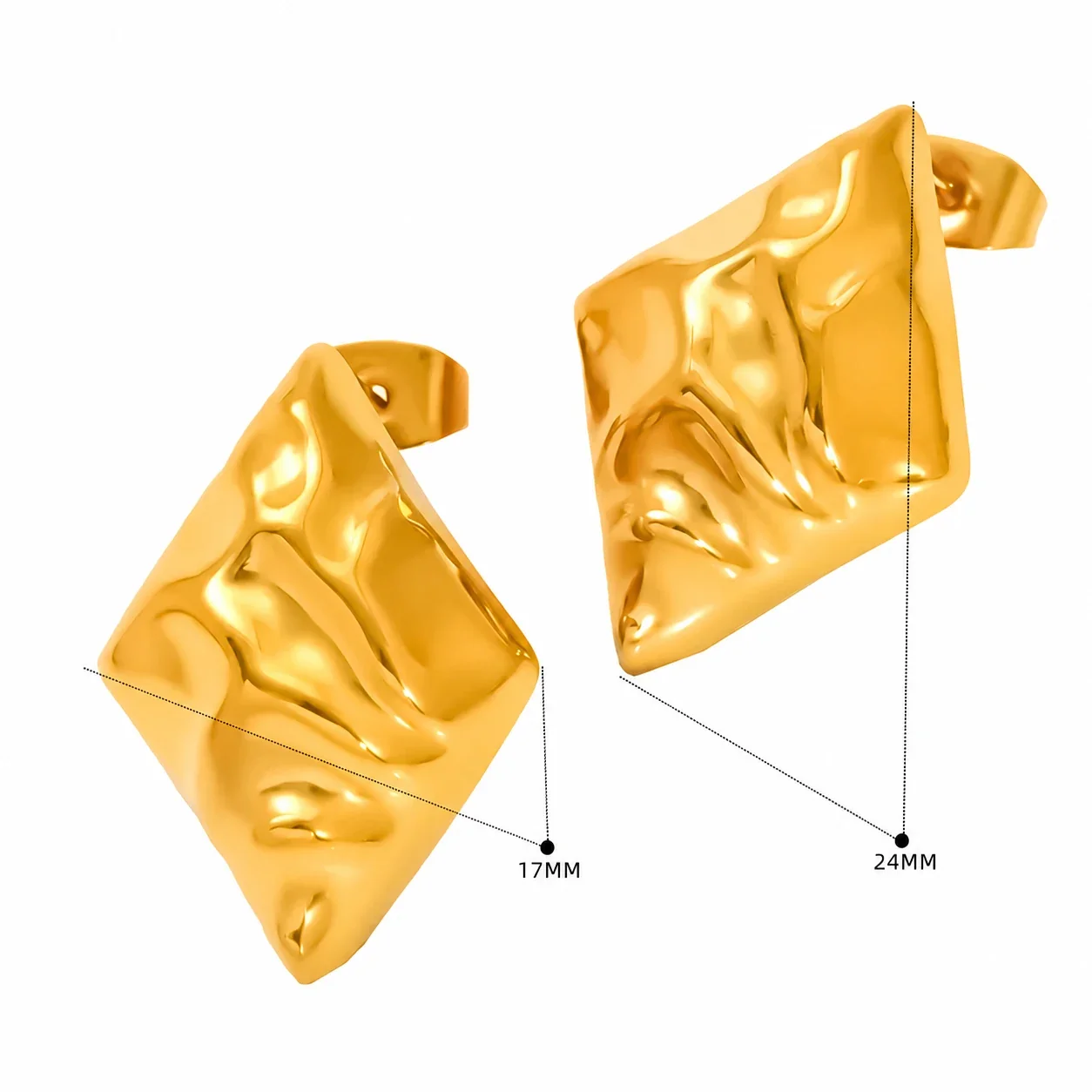 Sculptural 18K Gold-Plated Hammered Butterfly Stud Earrings - Gold Clover