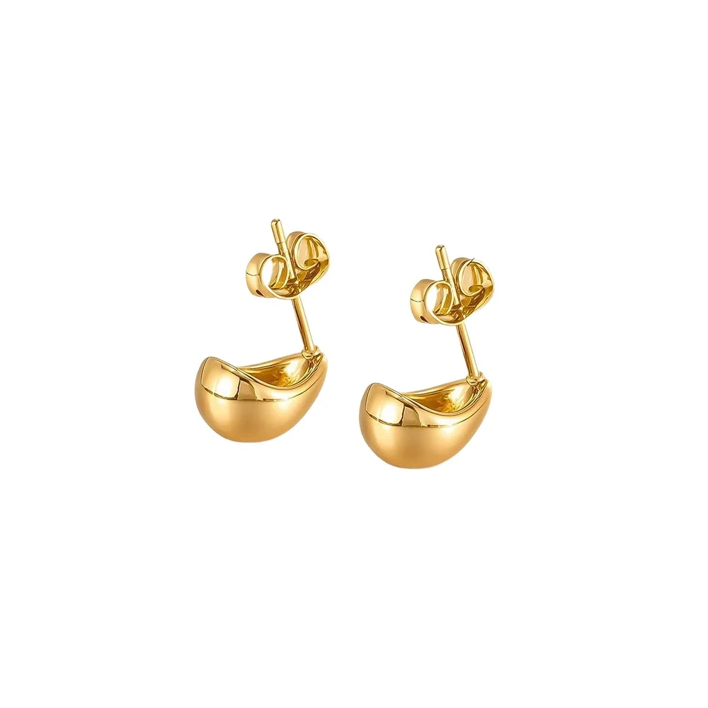 Mirror Polished Rounded Teardrop Stainless Steel Stud Earrings