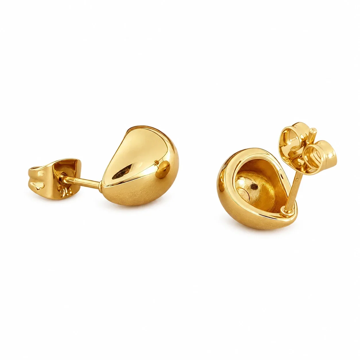 Sculptural Stainless Steel Teardrop Stud Earrings