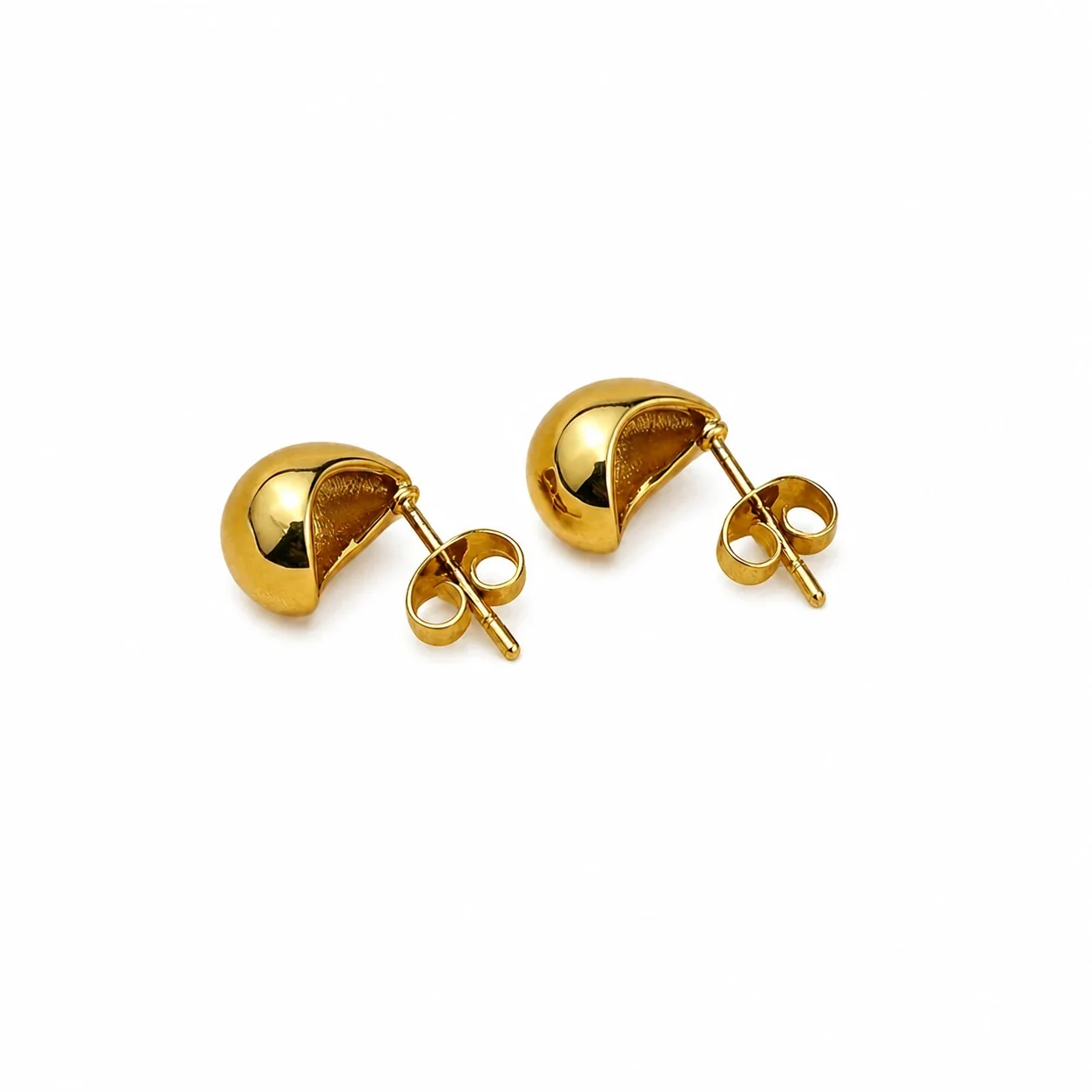 Sculptural Stainless Steel Teardrop Stud Earrings