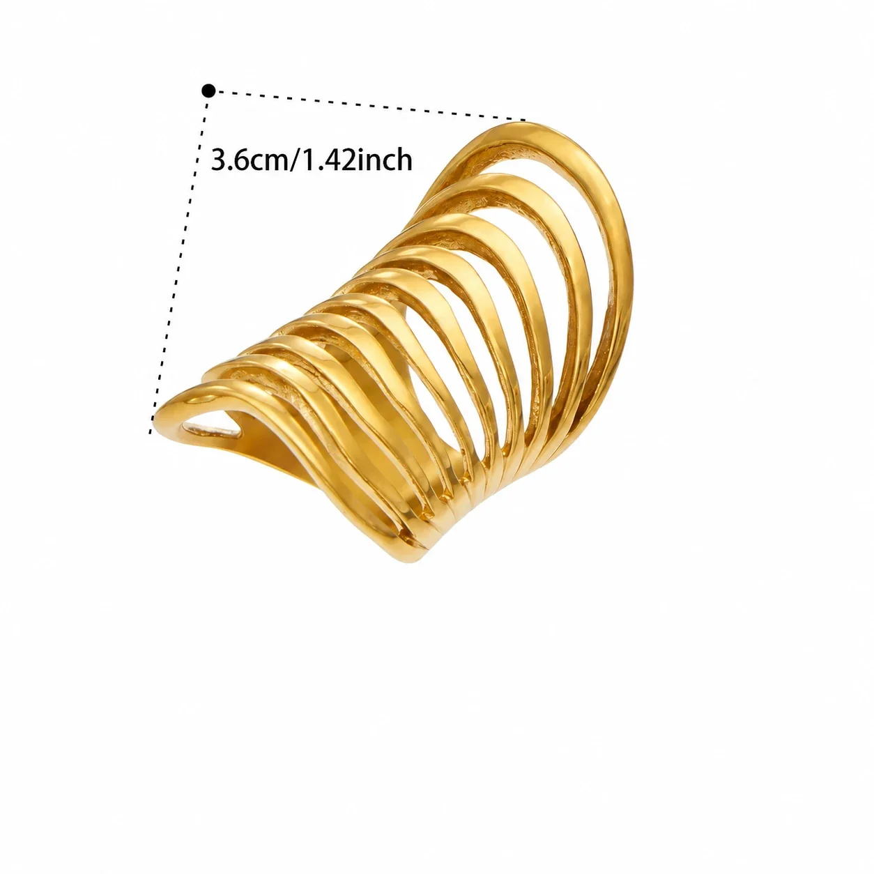 Produktfoto: Coil-Cage-Ring, geschichtete offene Bänder, 18K vergoldeter Edelstahl