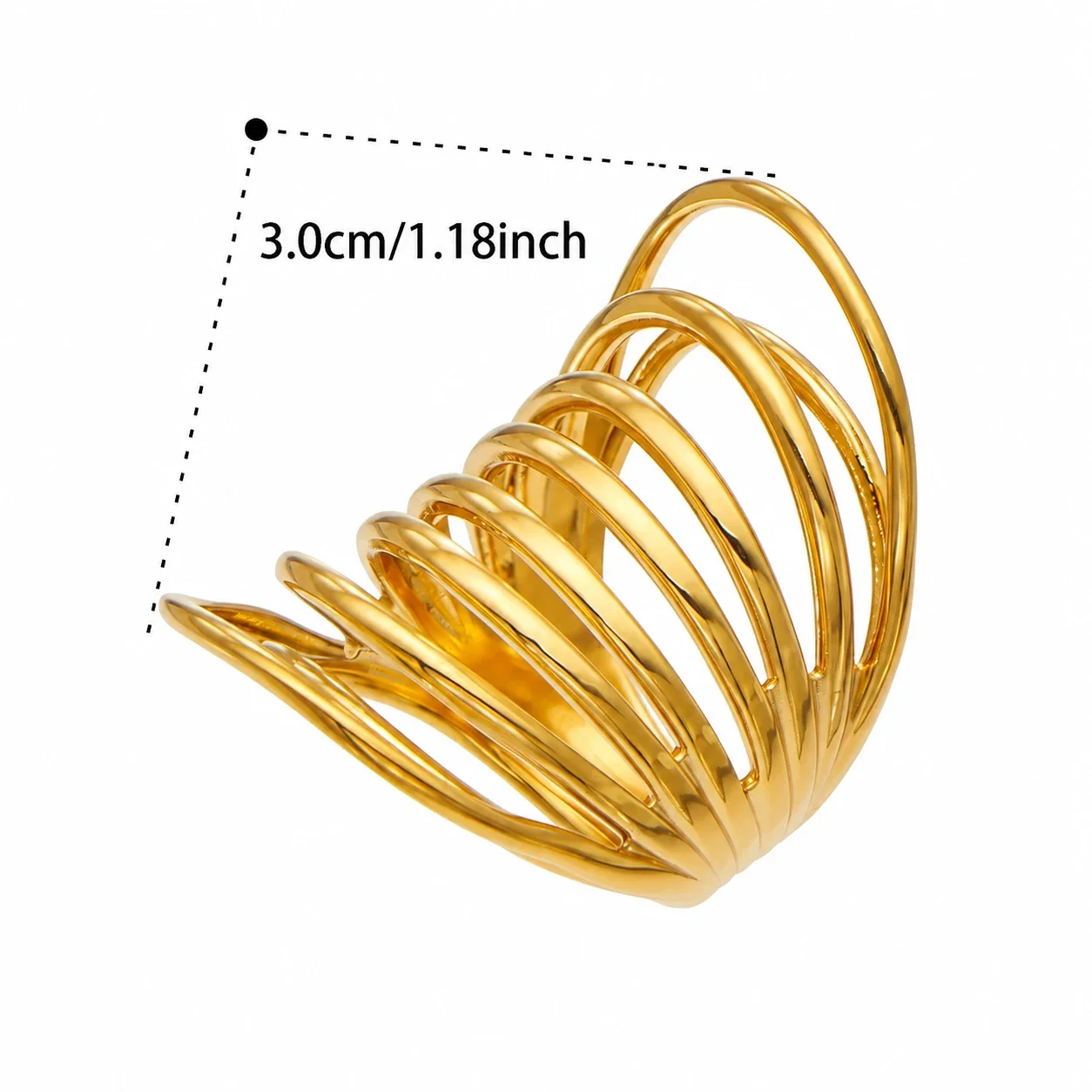 Produktfoto: Coil-Cage-Ring, geschichtete offene Bänder, 18K vergoldeter Edelstahl