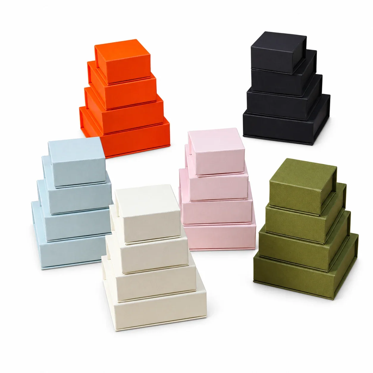 Refined Paperboard Magnetic Flip-Lid Tiered Jewelry Box