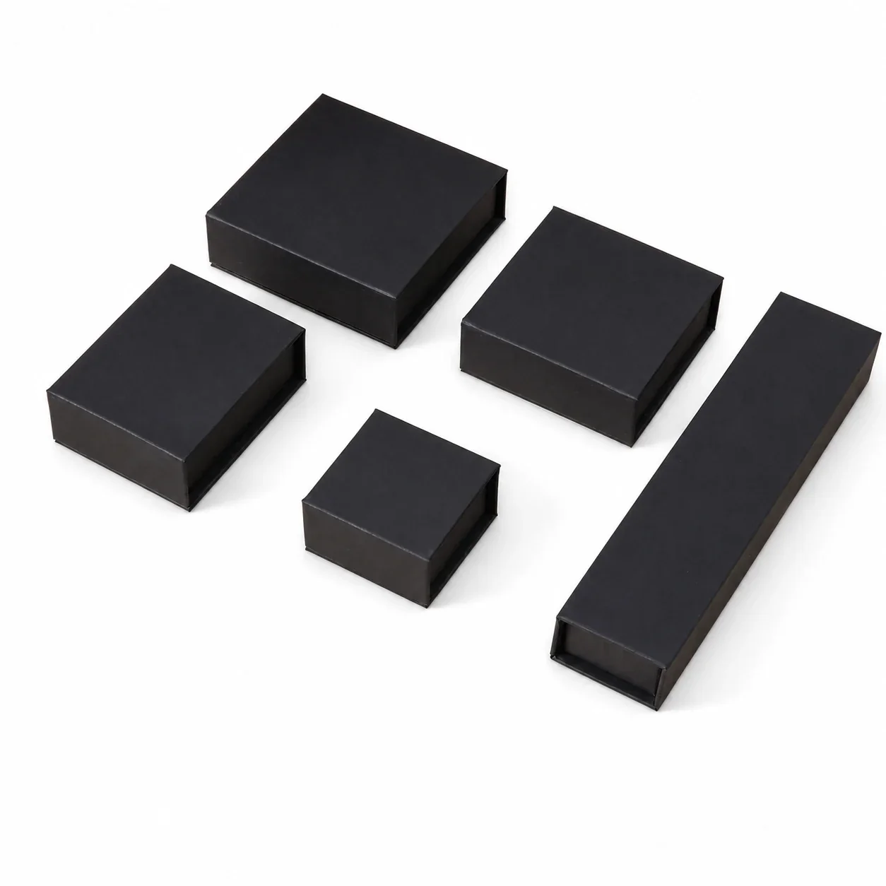 Refined Paperboard Magnetic Flip-Lid Tiered Jewelry Box - Black 6 x 6 x 3.5 cm