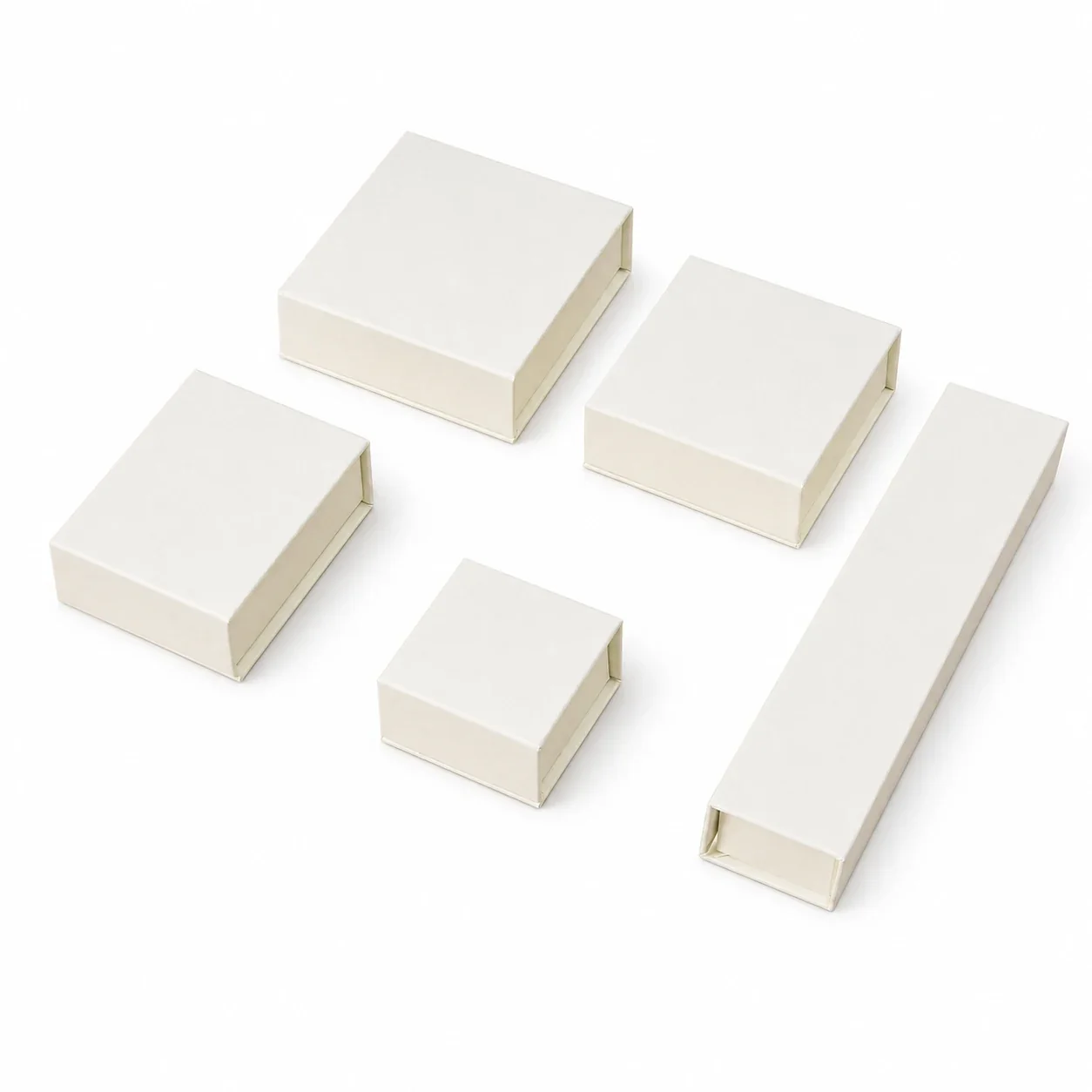 Refined Paperboard Magnetic Flip-Lid Tiered Jewelry Box - Ivory 6 x 6 x 3.5 cm