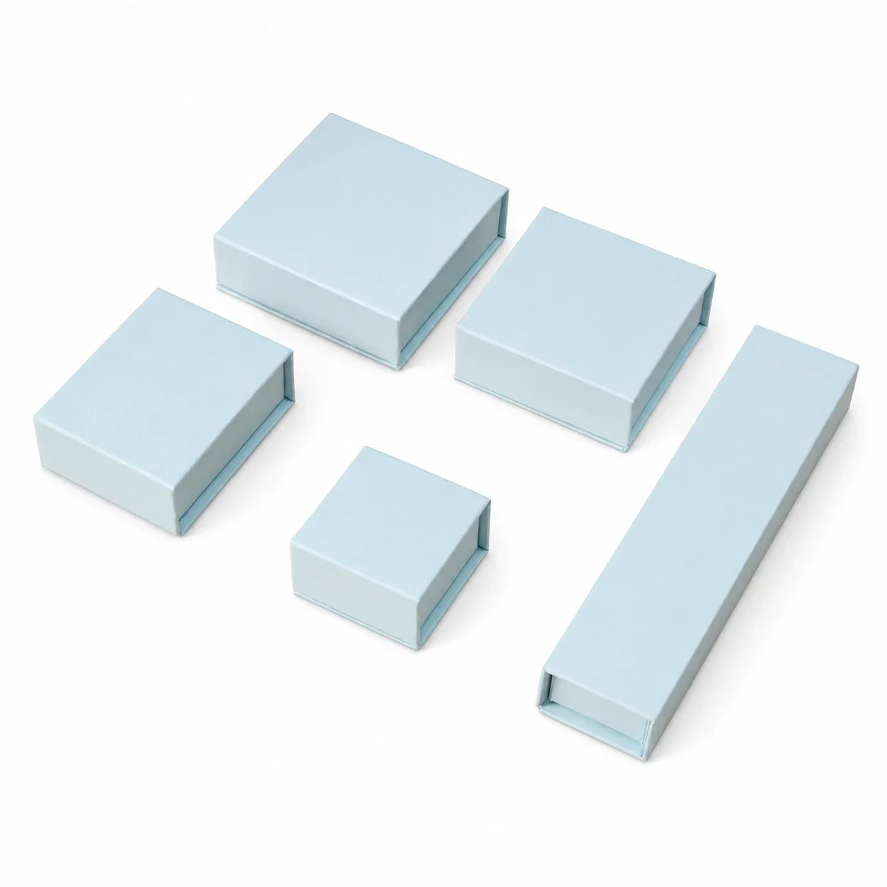 Refined Paperboard Magnetic Flip-Lid Tiered Jewelry Box - Blue 6 x 6 x 3.5 cm