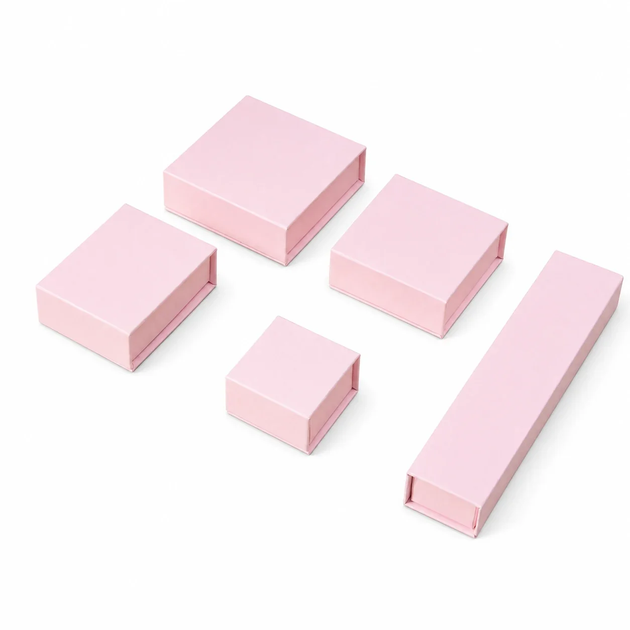 Refined Paperboard Magnetic Flip-Lid Tiered Jewelry Box - Pink 6 x 6 x 3.5 cm