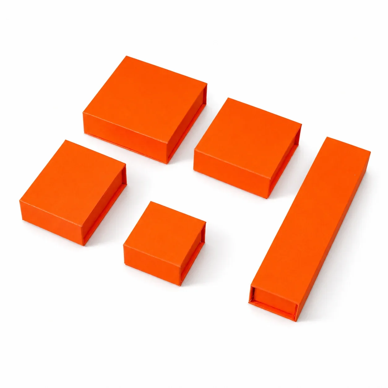 Refined Paperboard Magnetic Flip-Lid Tiered Jewelry Box - Orange 6 x 6 x 3.5 cm