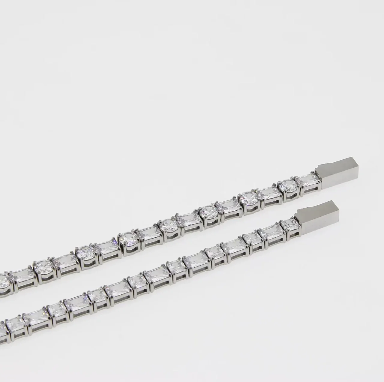 Tennis Bracelet Round Baguette CZ 316 Stainless Steel