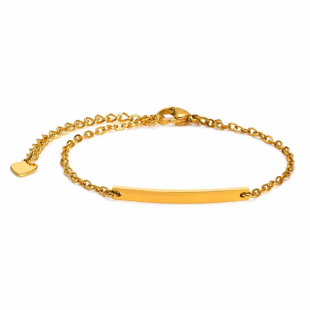 Engravable Stainless Steel Curved Bar Chain Bracelet