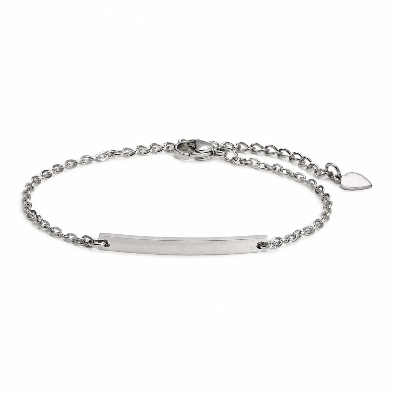 Engravable Stainless Steel Curved Bar Chain Bracelet