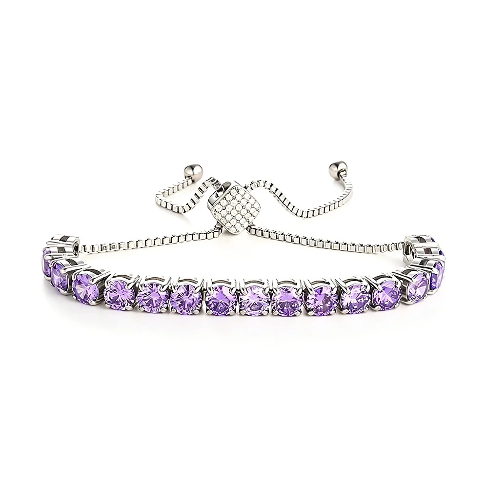 Radiant 316 Stainless Steel Purple CZ Tennis Bracelet