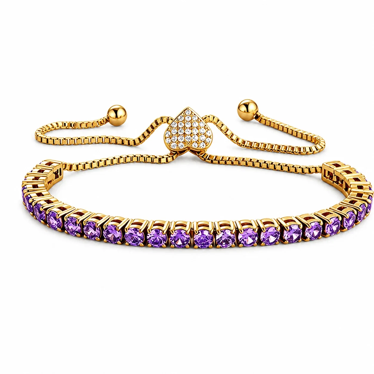 Radiant 316 Stainless Steel Purple CZ Tennis Bracelet